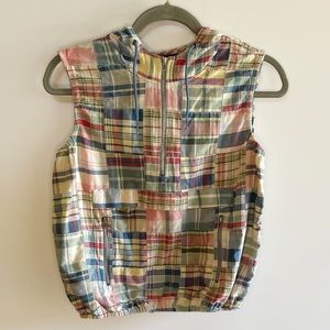 Ralph Lauren PATCHWORK Plaid Pullover Vest Hooded Womens Size Small